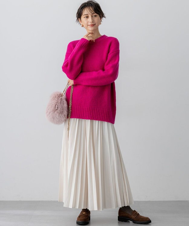 23区 S 【見上愛さん着用/STORY・VERY掲載】ブラッシュドエアーウール ファンシーニット マゼンタ系