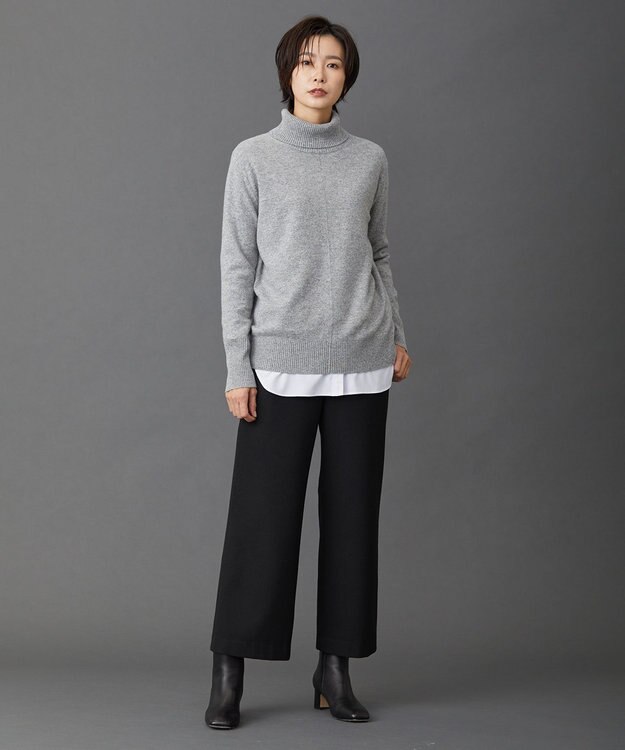 J.PRESS LADIES 【洗える】チェルビック セミワイド パンツ ブラック系