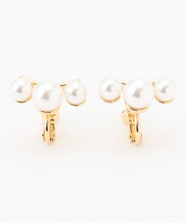 組曲 スリーフェイクパールイヤリング ゴールド系