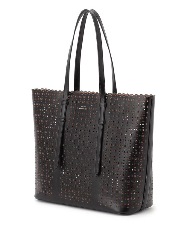 23区 フェイクレザー カットアウト トートバッグ ブラック系