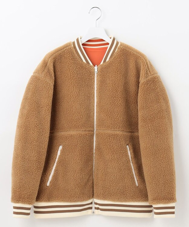 PW CIRCULUS 【MEN】【撥水/防風】リバーシブル ボア ジップアップ ブルゾン ベージュ×オレンジ