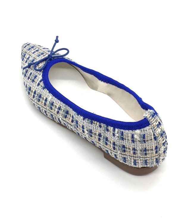 nouvelleRobe Oū 【本革・高反発】 Pointed ポインテッドトゥ ツイードパンプス ネイビーファブリック