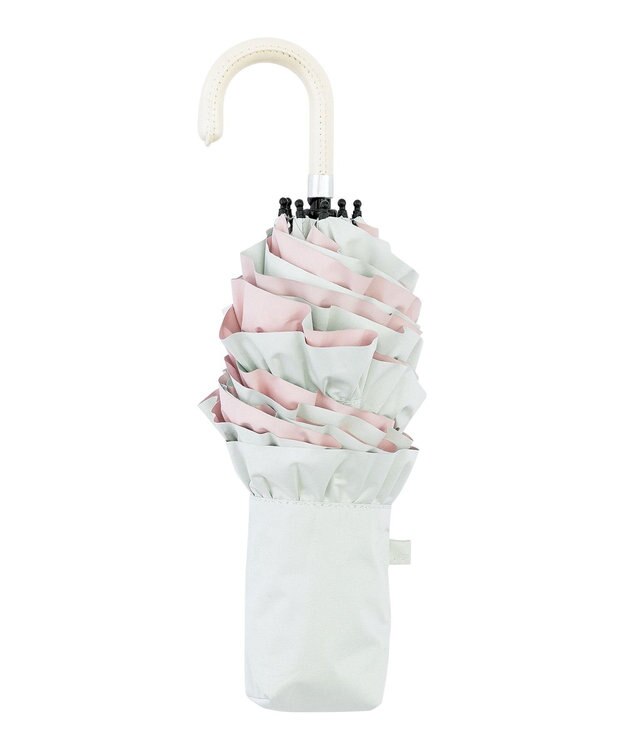 MOONBAT estaa 晴雨兼用 折りたたみ傘 無地フリル 日傘 遮光 遮熱 UV ホワイト