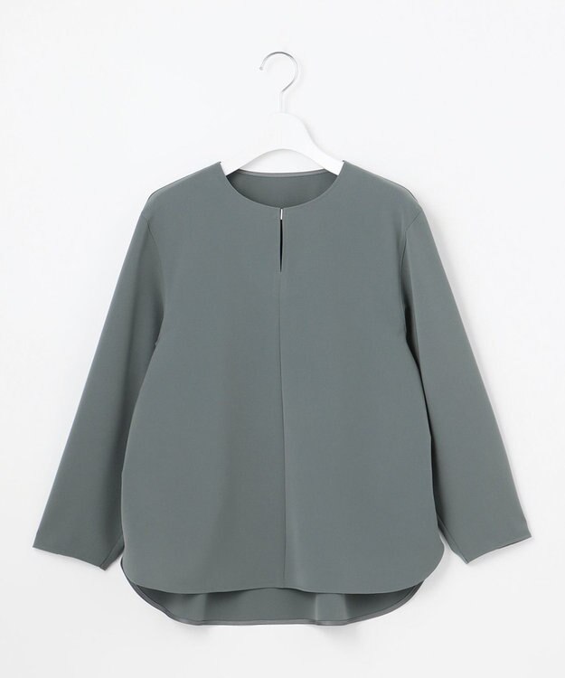 23区 L 【洗える】2WAYストレッチツイル ブラウス モスグリーン系