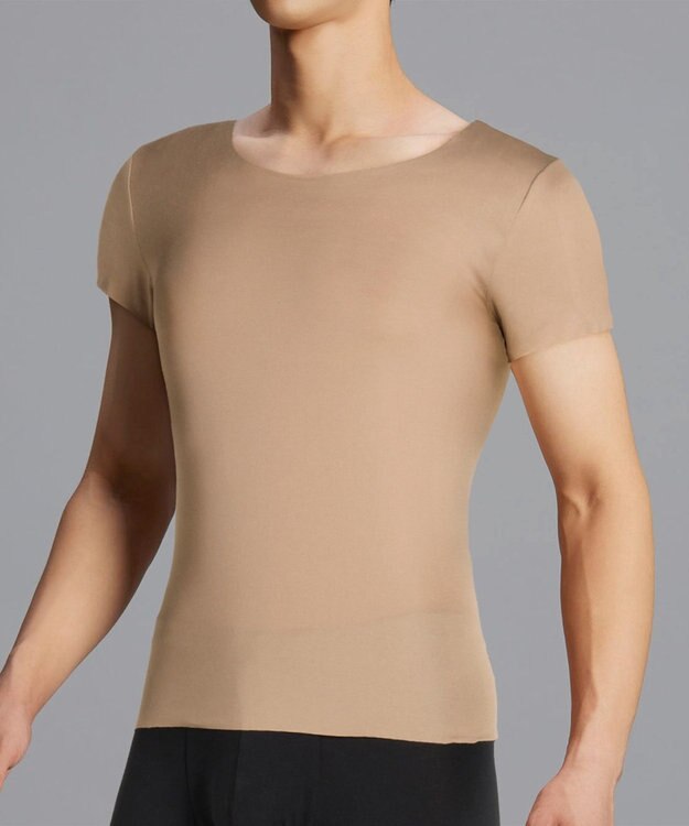 WACOAL MEN 【オーガニック綿混インナー】多機能を着る。綿の贅沢オーガニック フリーなカッティング（ネック・袖・裾）2分袖 GL5210 /ブロス バイ ワコールメン ベージュ