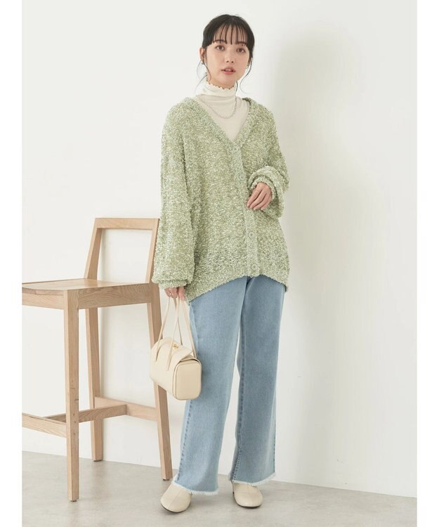 earth music&ecology ぽこぽこヤーンカーディガン Mint