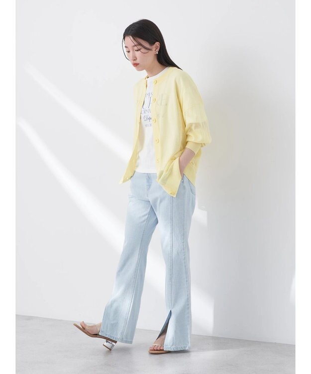 earth music&ecology シアーニットカーディガン Light Yellow