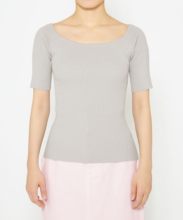 uncrave 【ご好評につき追加生産】ドライタッチ ニット オフショル トップス（uncrave WHITE） アイスグレー