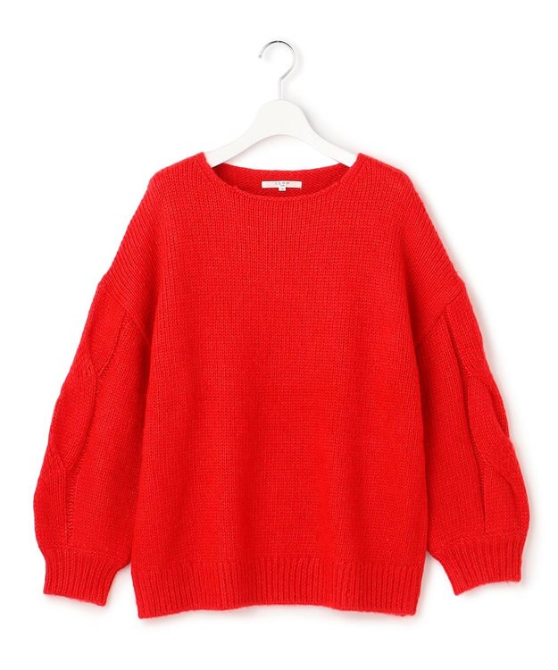23区 【SLOW/一部店舗限定】ケーブル 袖デザイン ニット レッド系