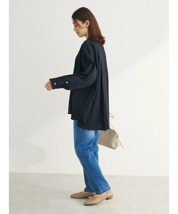 Green Parks カラミバンドカラーシャツ Black