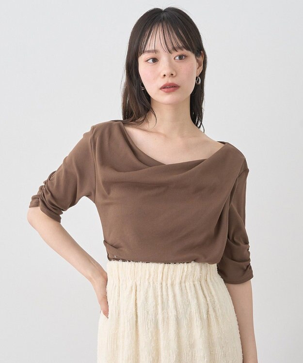 earth music&ecology ドレープデザインカットソー Brown