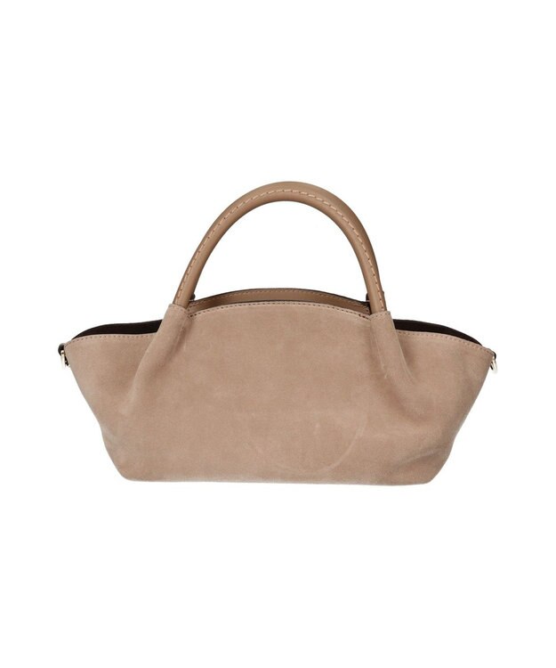 INTER-CHAUSSURES 【LORISTELLA】レザーハンドルスエードハンドバッグ グレーコンビ