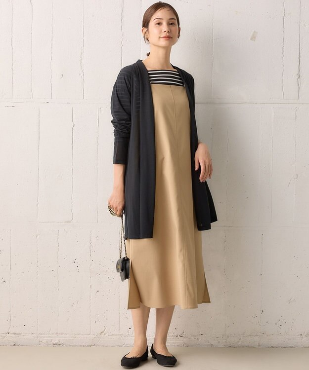 組曲 【WEB限定】シアーツイルジャージー ロングカーディガン ブラック系