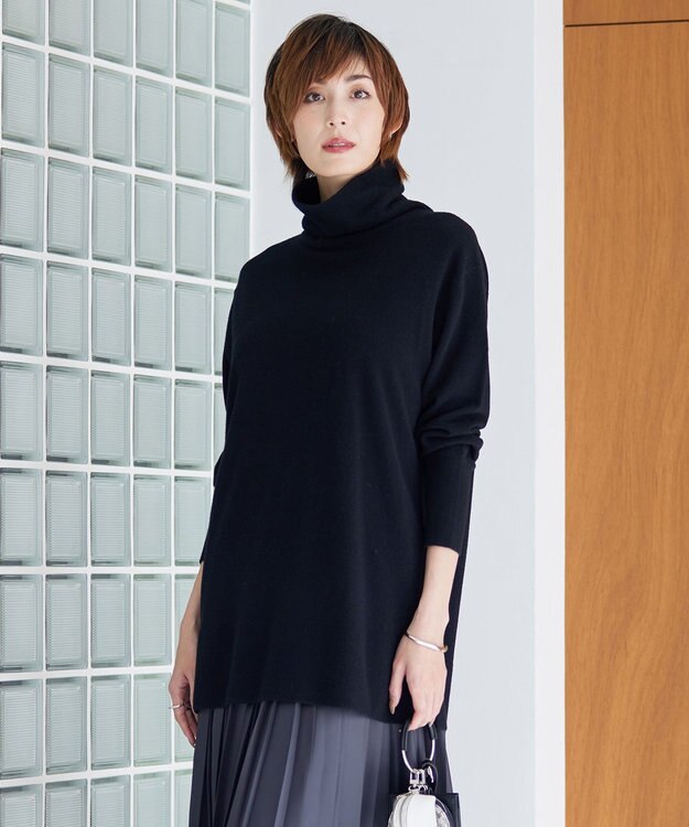 ICB 【洗える】ソフトウールハイゲージ ハイネックプルオーバー ブラック系