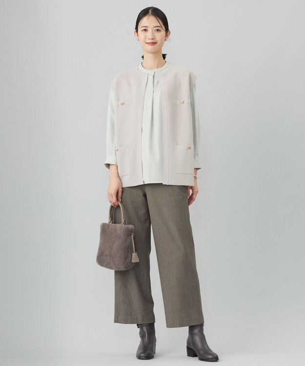 J.PRESS LADIES L 【洗える】VIS/PE ROME ニット ジレベスト グレージュ系