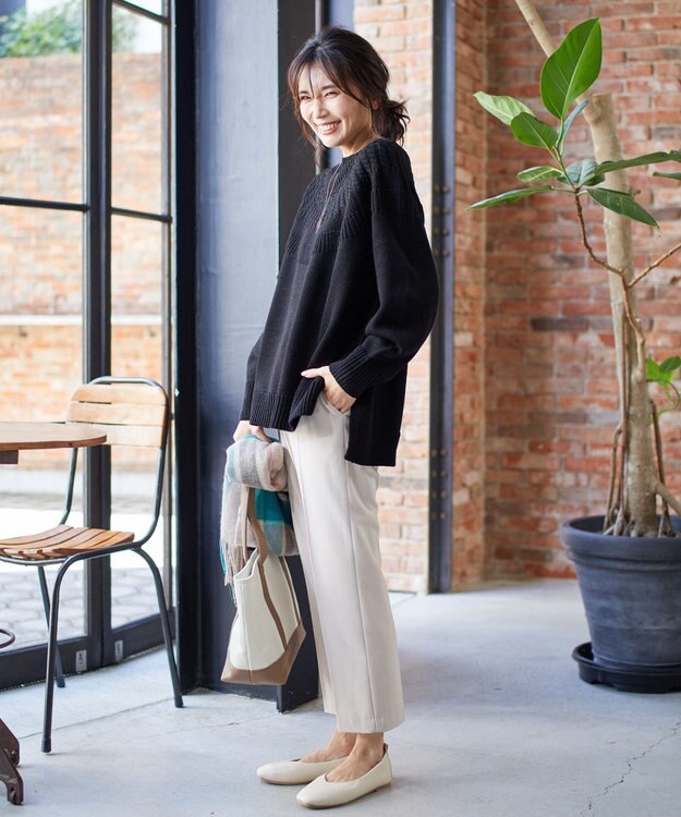 ANY 【洗える】ソフトタッチ求心ニット ブラック