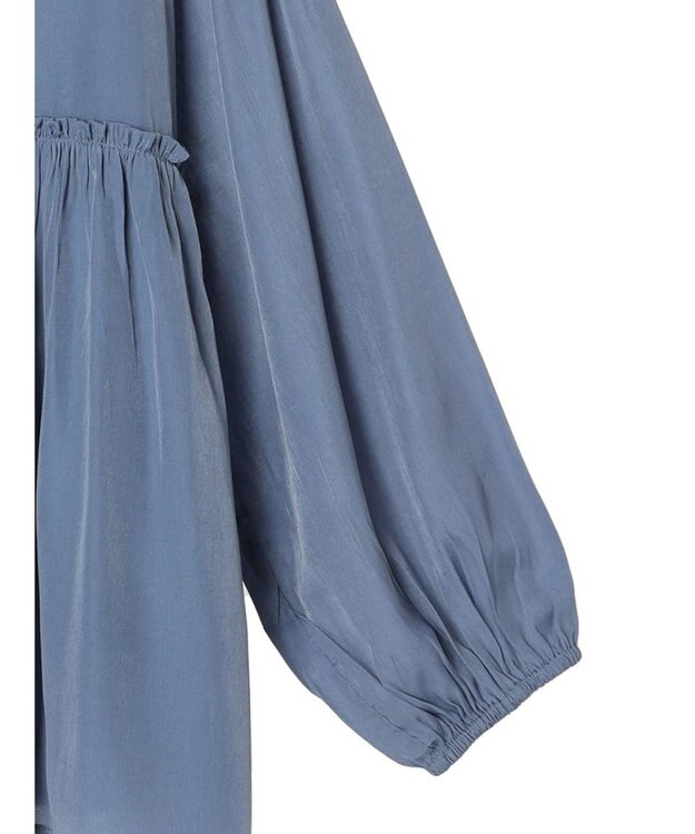 CRAFT STANDARD BOUTIQUE 後リボン切替ギャザーチュニックブラウス Blue
