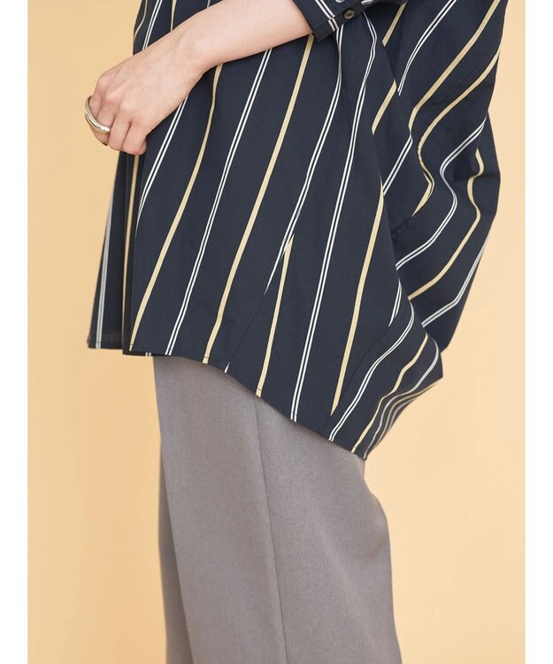 AMERICAN HOLIC ドビーストライプシャツチュニック Stripe Navy
