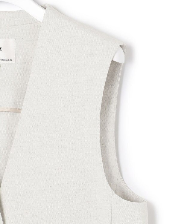 23区 L 【セットアップ対応】オックスストレッチ ノーカラー ジレ ライトグレー系