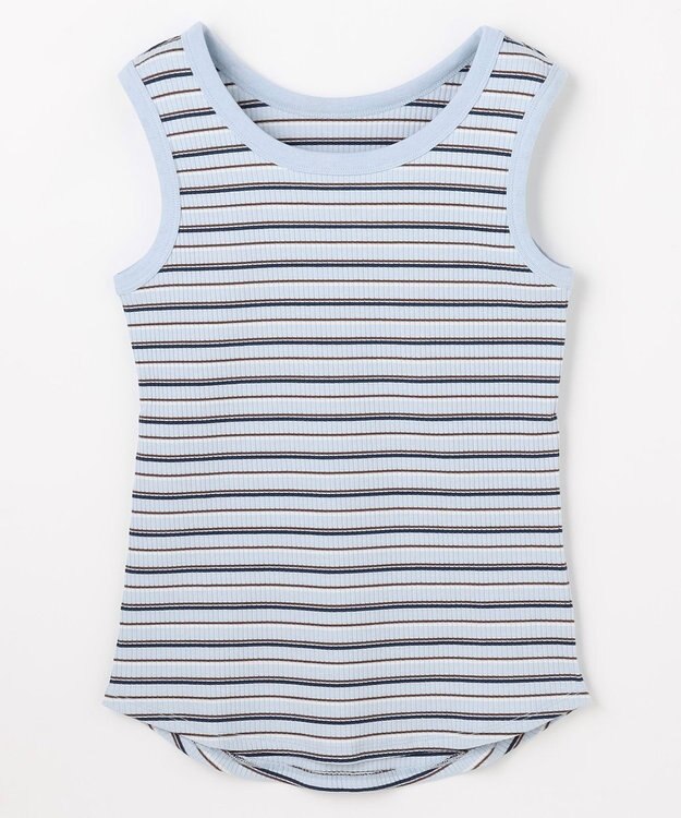 ANY テレコラウンドヘムタンクトップ ブルーベース