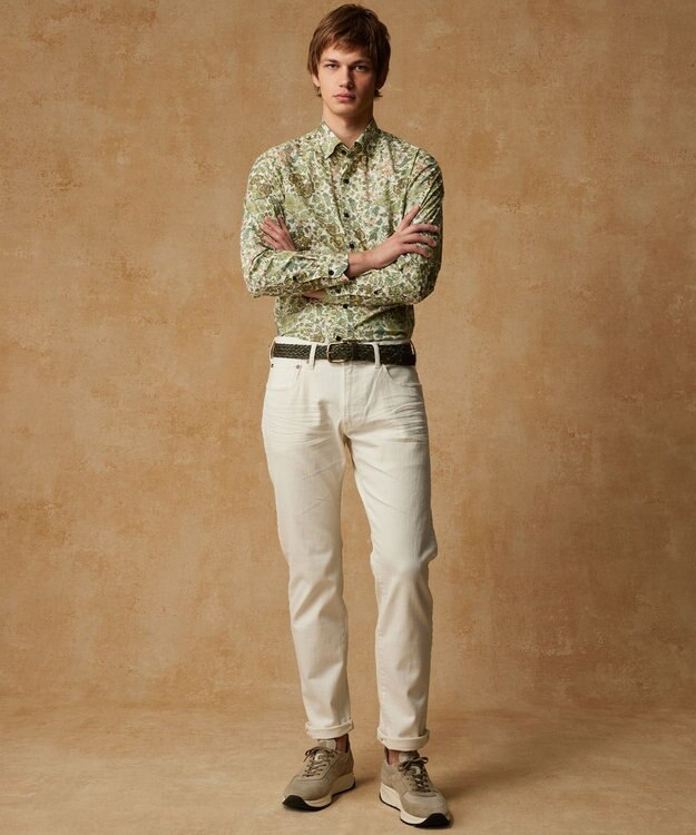 JOSEPH ABBOUD リバティプリント シャツ ライトグリーン系5