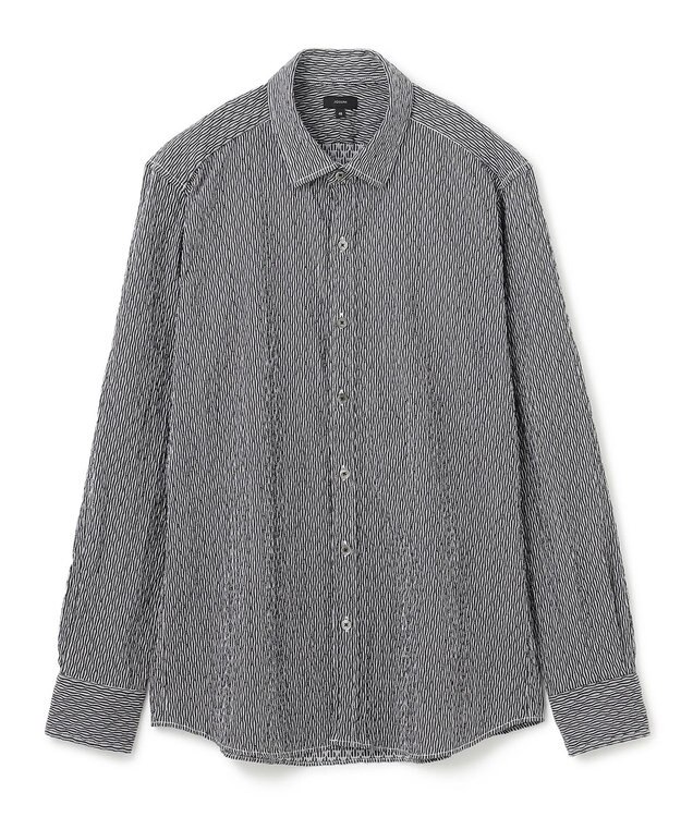 JOSEPH HOMME トライジャガード ストライプ ストレッチ レギュラーカラーシャツ ブラック系1
