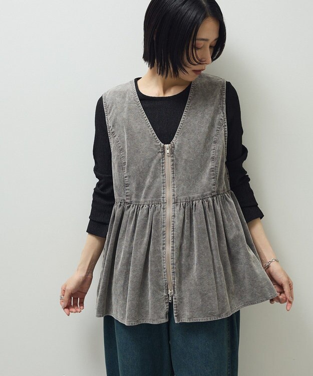 Green Parks ・ＥＬＥＮＣＡＲＥ　ＤＵＥ　ケミカルコーデュロイベスト Gray