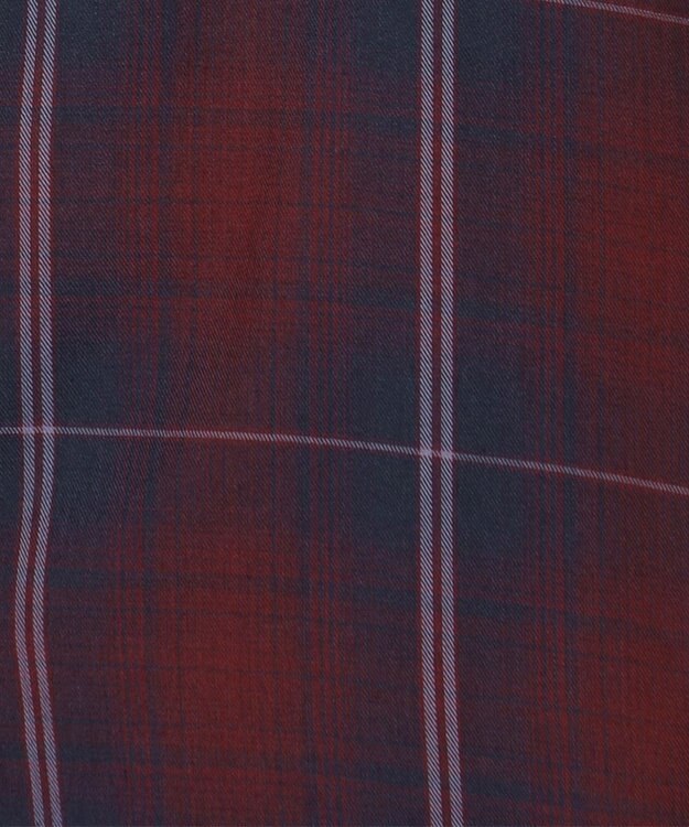 ANY L オンブレーチェックオーバーシャツ バーガンディ系