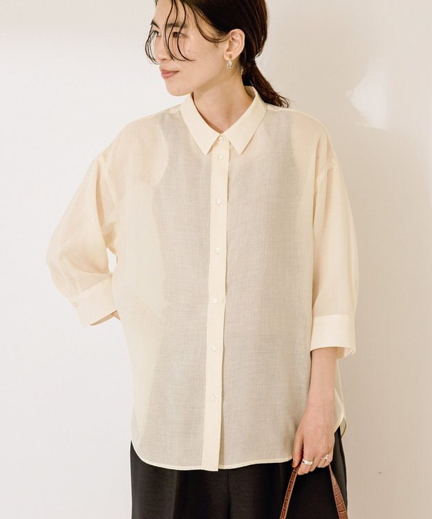 AMERICAN HOLIC シアーボイルレギュラー7分袖シャツ Ecru