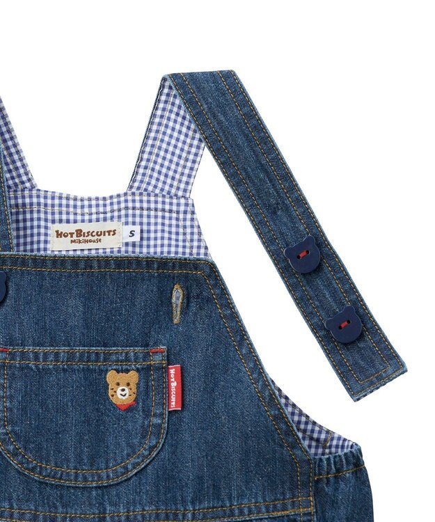 MIKI HOUSE HOT BISCUITS ワンポイントデニムオーバーオール＆セーラーカラー長袖Tシャツギフトセット【BOX付き】 インディゴブルー