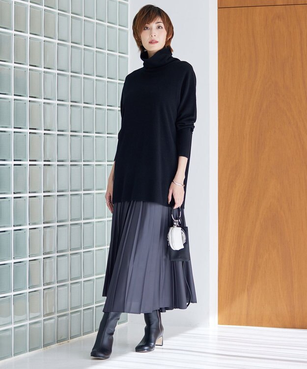 ICB 【洗える】ソフトウールハイゲージ ハイネックプルオーバー ブラック系