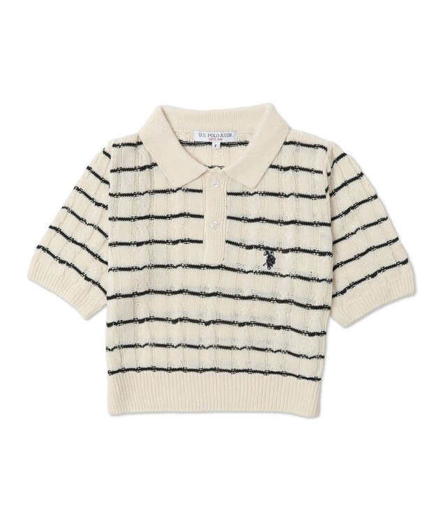 WEGO 別注USPOLO　ケーブルニットポロ ホワイトボーダー