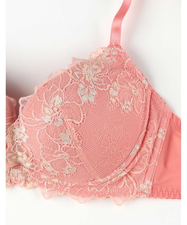 AMPHI ノンワイヤーブラ 脇高設計 ボリュームアップ A～Gカップまで対応 大きいサイズ 【BRAGENIC ブラジェニック 脇高細見えタイプ】 ブラジャー ブラ BMI350 アンフィ／ワコール オレンジ