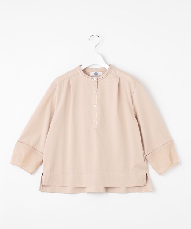 J.PRESS LADIES 【洗える】プレーティングジャージー バンドカラー カットソー ピンクベージュ系