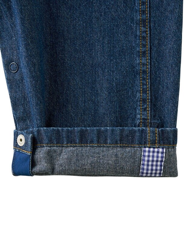 MIKI HOUSE HOT BISCUITS ワンポイントデニムオーバーオール＆セーラーカラー長袖Tシャツギフトセット【BOX付き】 インディゴブルー