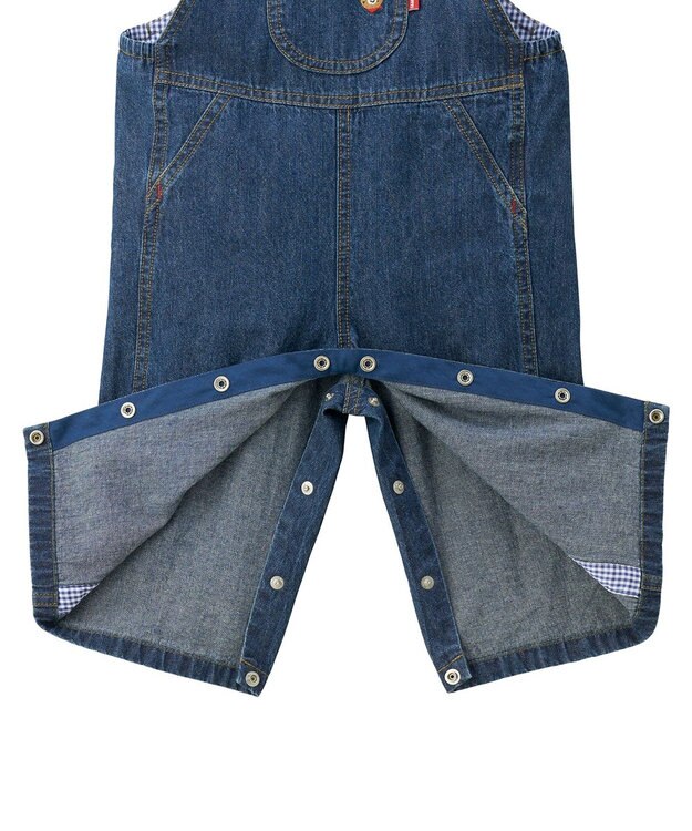 MIKI HOUSE HOT BISCUITS ワンポイントデニムオーバーオール＆セーラーカラー長袖Tシャツギフトセット【BOX付き】 インディゴブルー