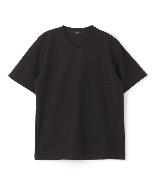 JOSEPH HOMME メランジリップル　Vネックカットソー ブラック系