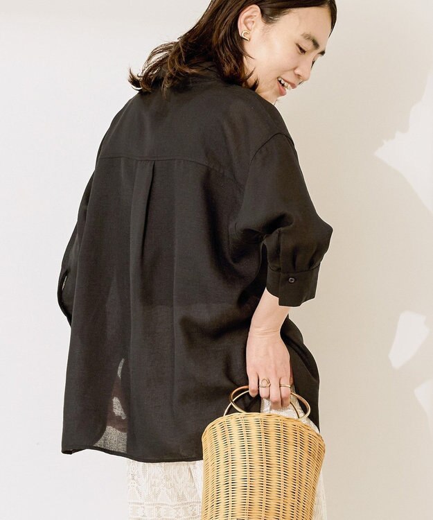 AMERICAN HOLIC シアーボイルレギュラー7分袖シャツ Black