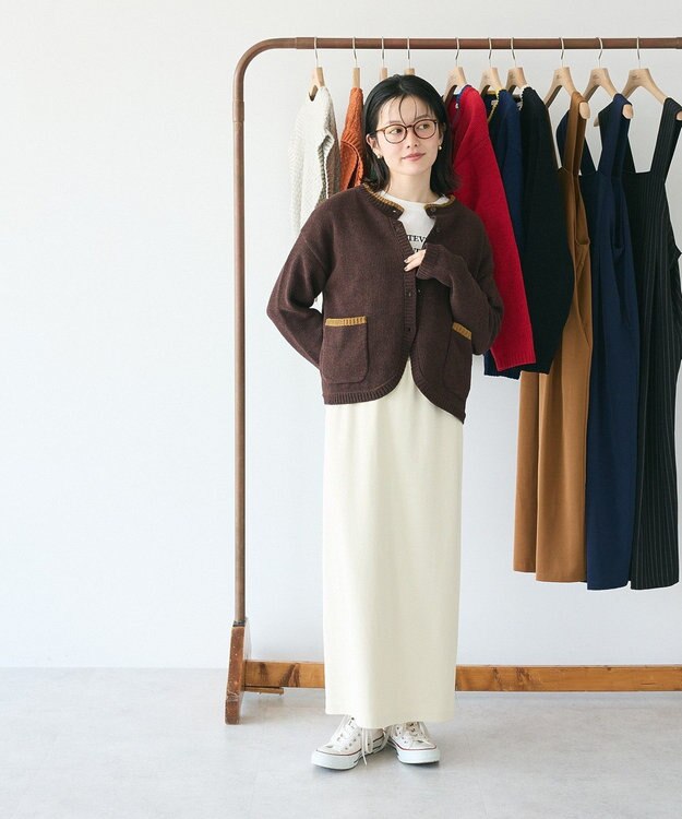 CRAFT STANDARD BOUTIQUE キナリノコラボ/洗える配色モールニットカーディガン/24AW Brown