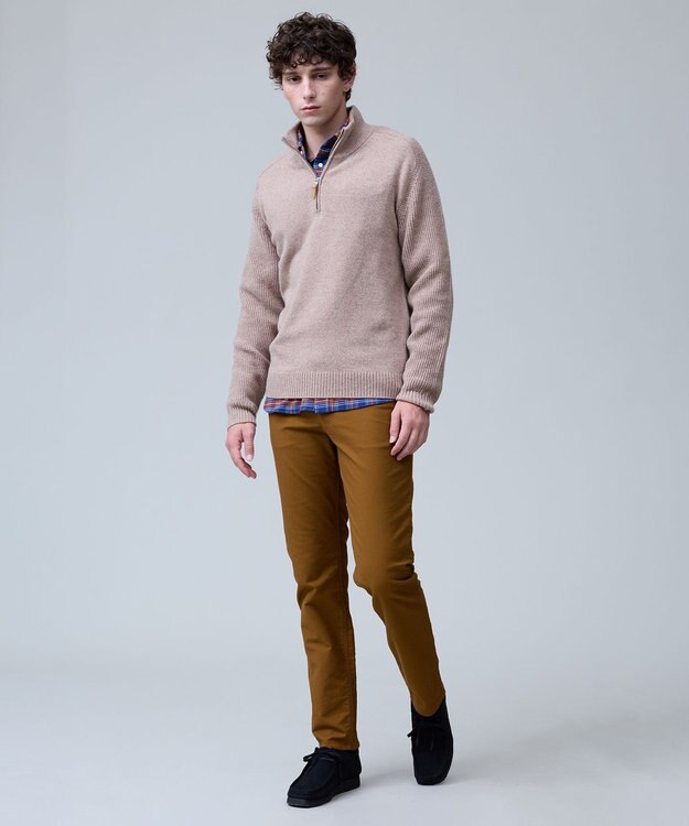 J.PRESS MEN ウール×カシミヤの上質素材【Cash Lamb's Wool】ハーフジップ ニット_25年モデル ベージュ系