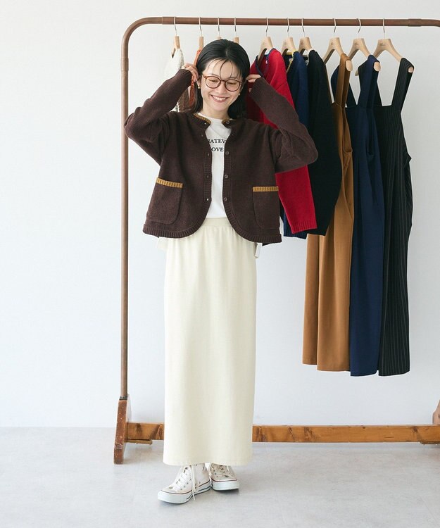 CRAFT STANDARD BOUTIQUE キナリノコラボ/洗える配色モールニットカーディガン/24AW Brown