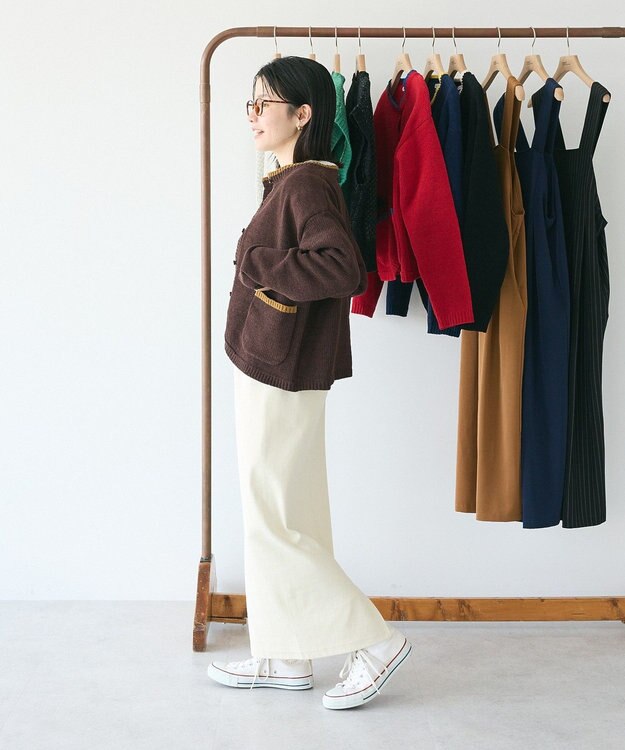 CRAFT STANDARD BOUTIQUE キナリノコラボ/洗える配色モールニットカーディガン/24AW Brown