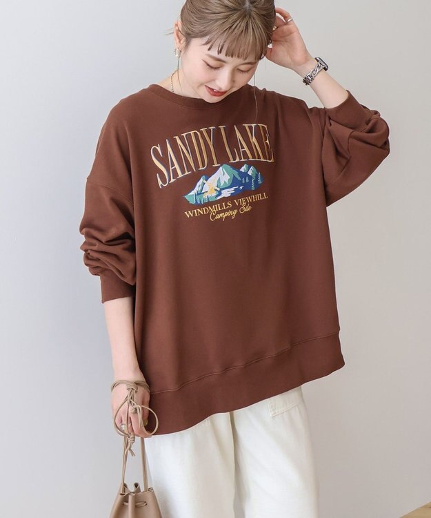 AMERICAN HOLIC 刺繍裏毛プルオーバー Brown