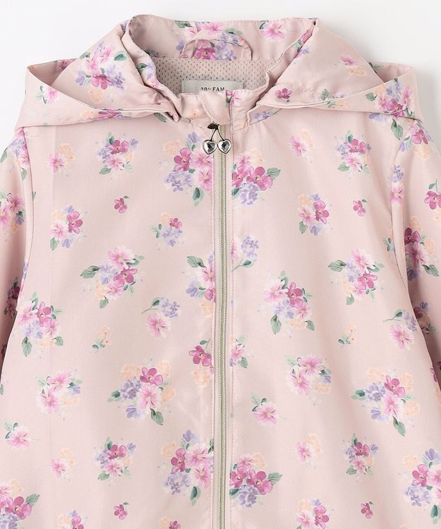 ANY KIDS フード取り外し 総柄 ブルゾン ピンク系花柄