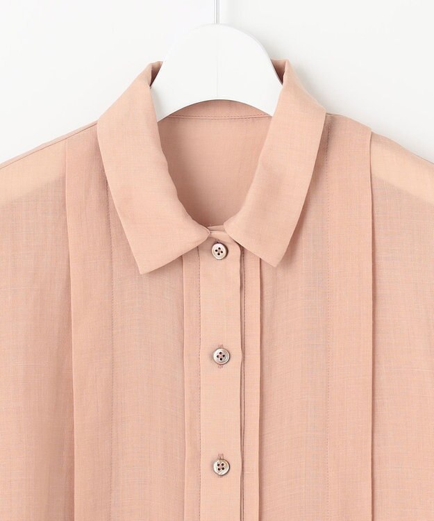 自由区 L 【カタログ掲載・接触冷感・洗える】ラミーローンクロップド丈 ブラウス クラウドローズ