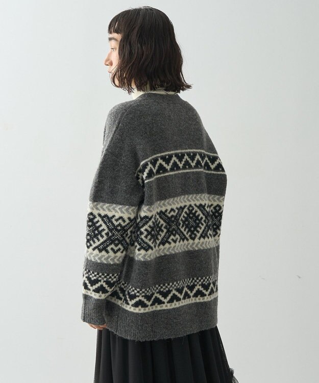 AMERICAN HOLIC ノルディック柄Ｖネックニットカーディガン Gray Mixture