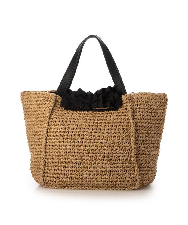 UNBILLION カシュカシュ cachecache / フリルフラップスクエアトート カゴバッグ ブラック