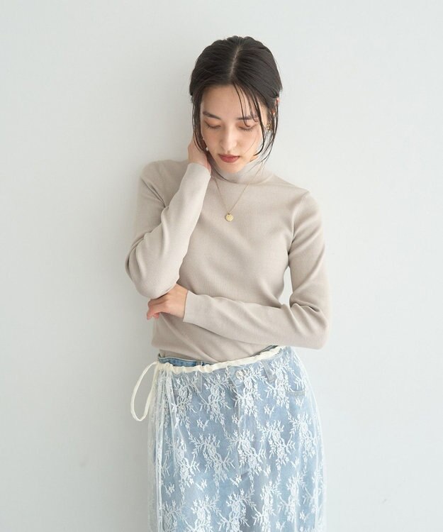 YECCA VECCA ハイネックリブニット Beige