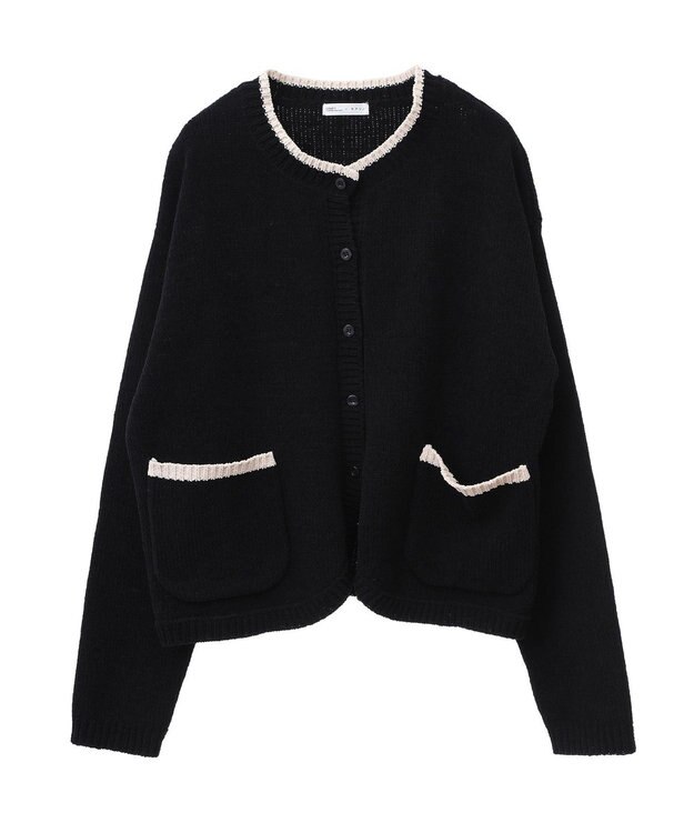 CRAFT STANDARD BOUTIQUE キナリノコラボ/洗える配色モールニットカーディガン/24AW Black