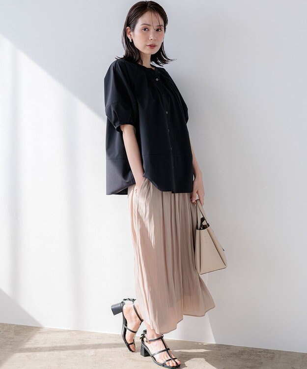 組曲 ギャザーライトデシン パンツ ベージュ系